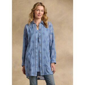 Sundance Cloverfield Tunic Button Down Shirt NWT in Chambray Blue Petite Small